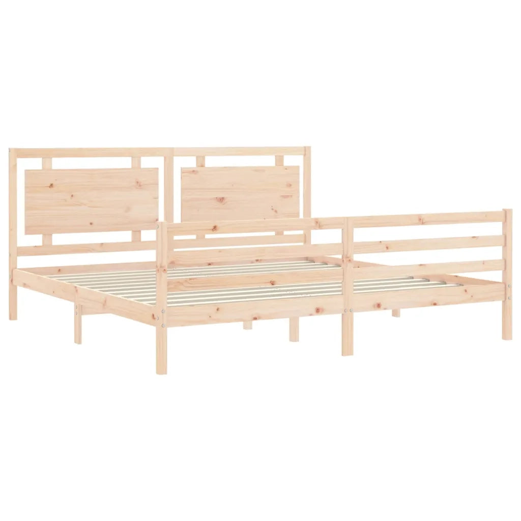 Giroletto con Testiera Super King Size-Struttura Letto in Legno Massello 627006