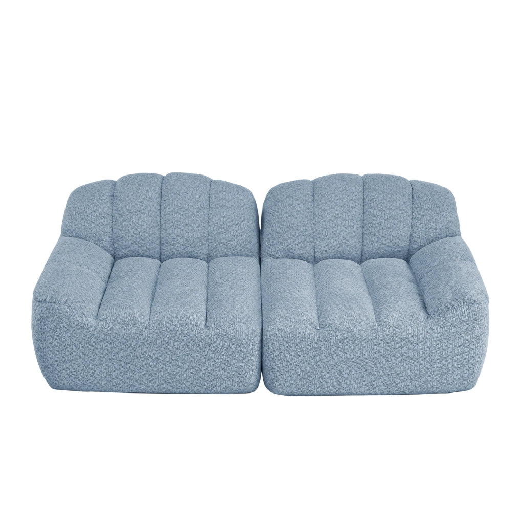 Divano modulare senza montaggio in pile granulato blu