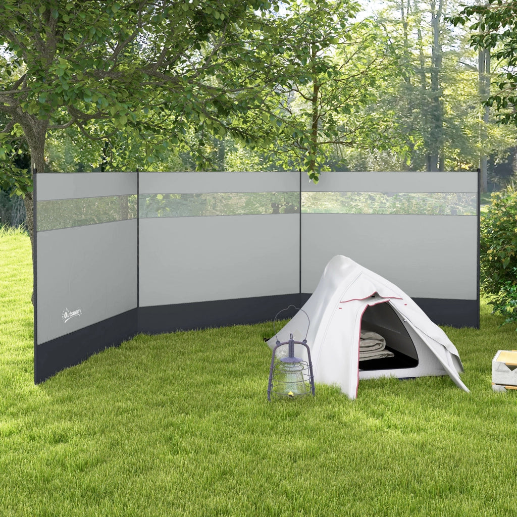 Paravento da giardino pieghevole portatile ¨C zephmum ¨C grigio 440x140 cm