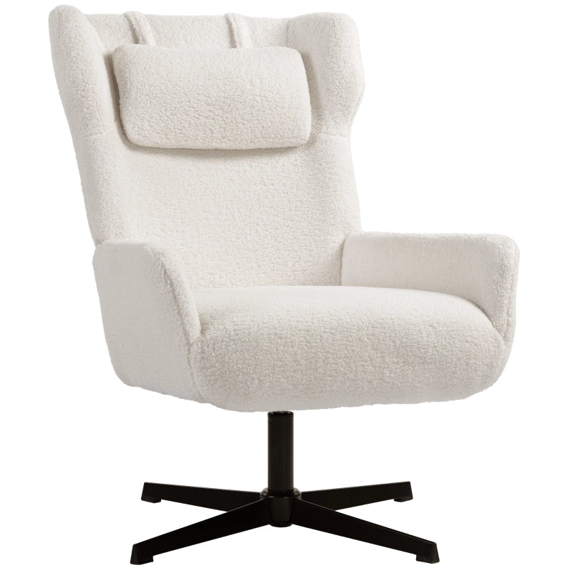 POLTRONA Girevole 74x86,5x102 cm Bianco crema in metallo