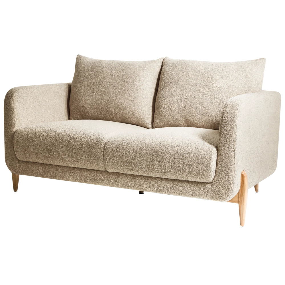 Divano a 2 posti Rivestimento in beige Gambe in legno con braccioli Angolo lettura soggiorno Stile scandinavo moderno