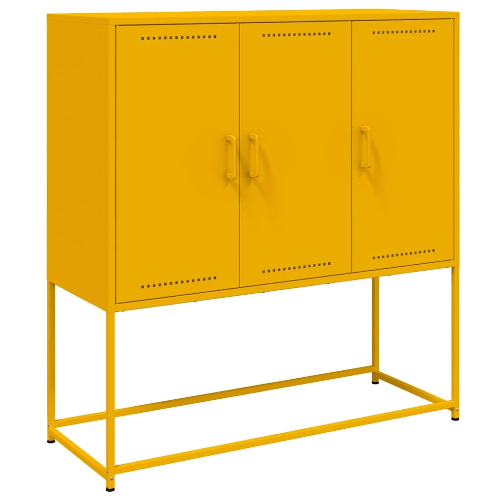 Credenza-Buffet-Armadio da cucina Giallo Senape 100,5x39x107 cm in Acciaio
