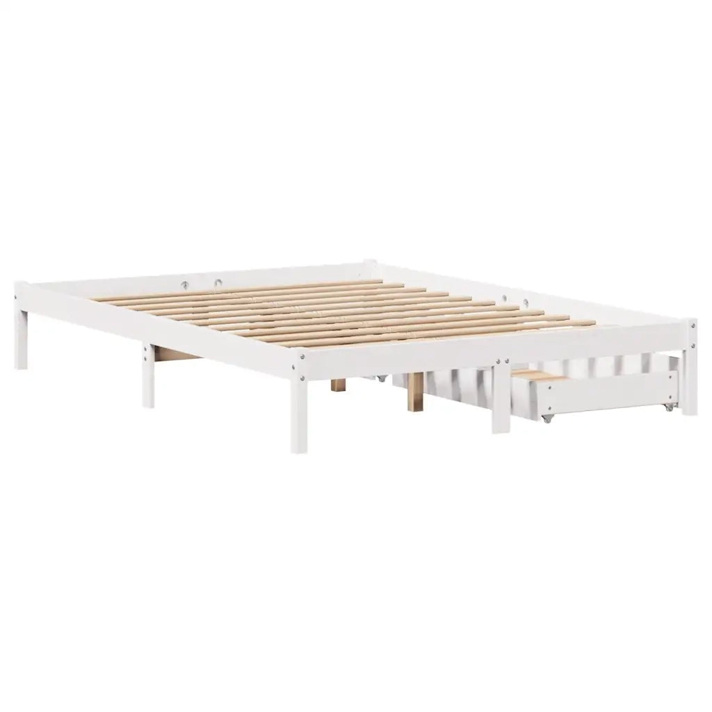Letto senza Materasso Bianco 135x190 cm Legno Massello di Pino