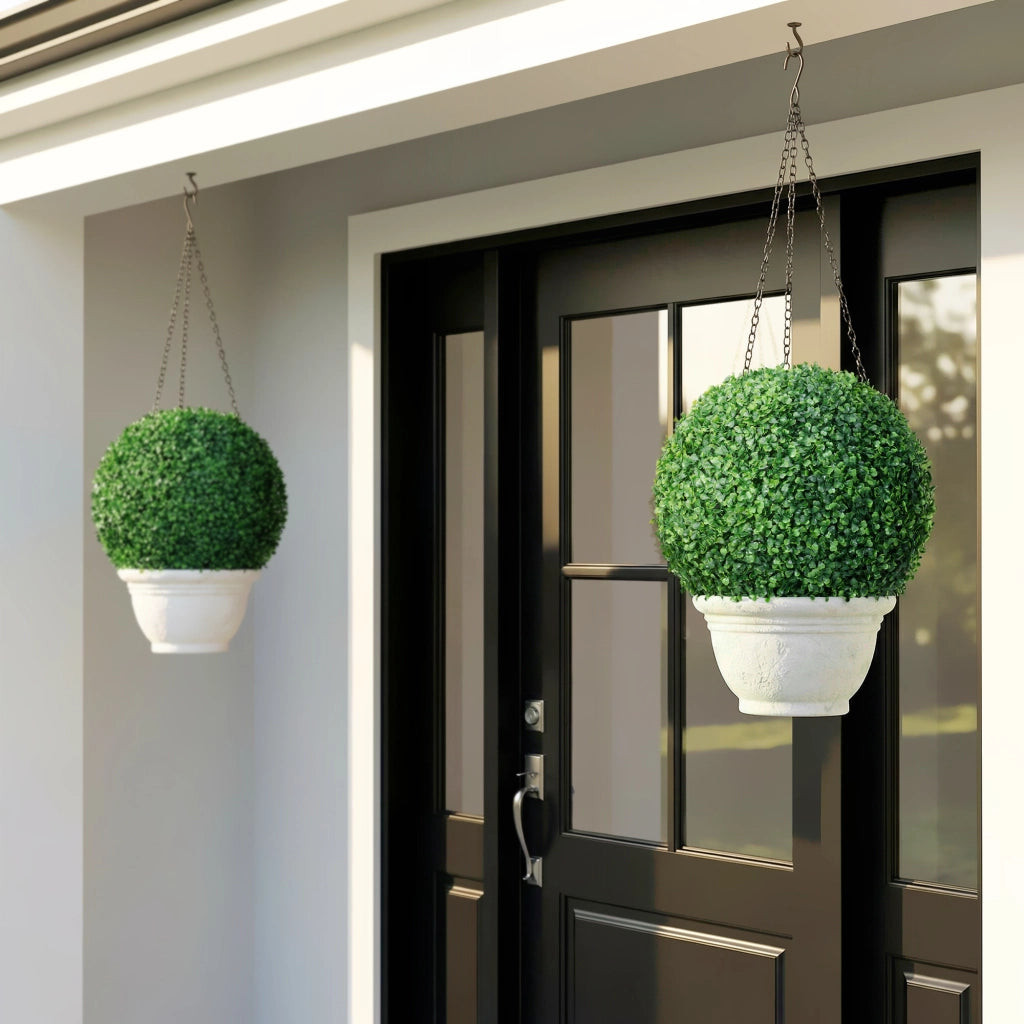 Set 2 Piante Finte Sfera Bosso ?40cm ¨C zephmum ¨C Verde per Interno ed Esterno