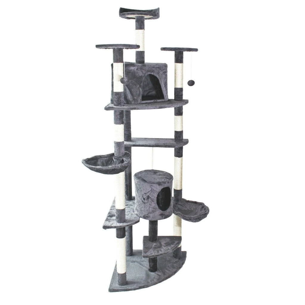 Tiragraffi ad angolo con piattaforma di osservazione giochi tiragraffi in sisal 210 cm grigio 16_0000007