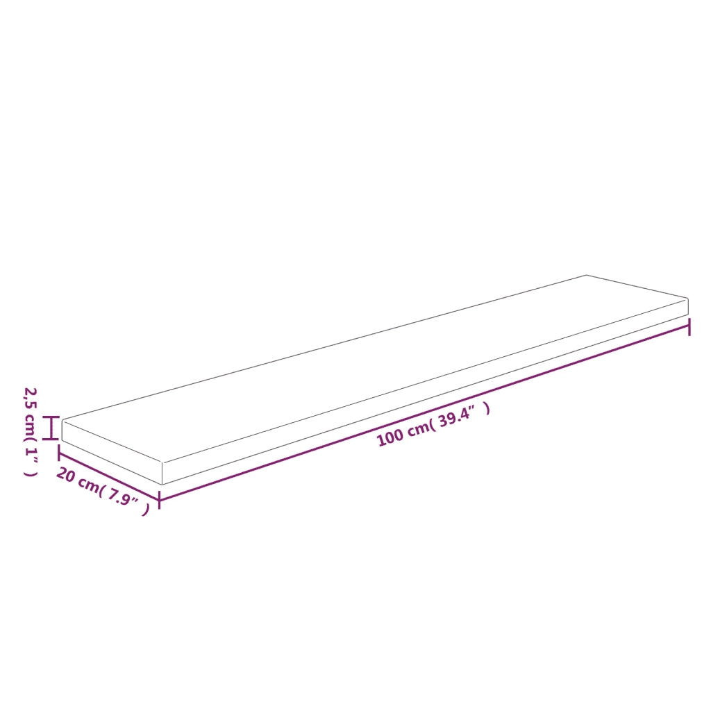Ripiano 100x20x2,5 cm Legno Massello di Rovere Non Trattato 342937