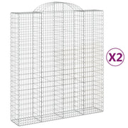 Set di 2 gabbioni ad arco per recinzione gabbia o muro di contenimento 200 x 50 x 220/240 cm ferro zincato argento 02_0041357