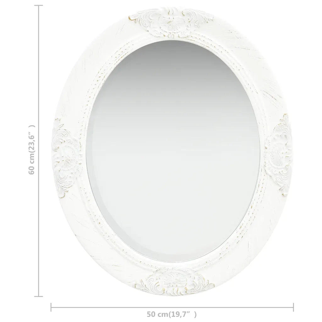 Specchio da Parete Stile Barocco-Specchio a Muro-Specchio Decorativo 50x60 cm Bianco 305302