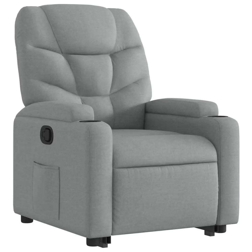 Poltrona Alzapersona Reclinabile Grigio Chiaro in Tessuto 3204596