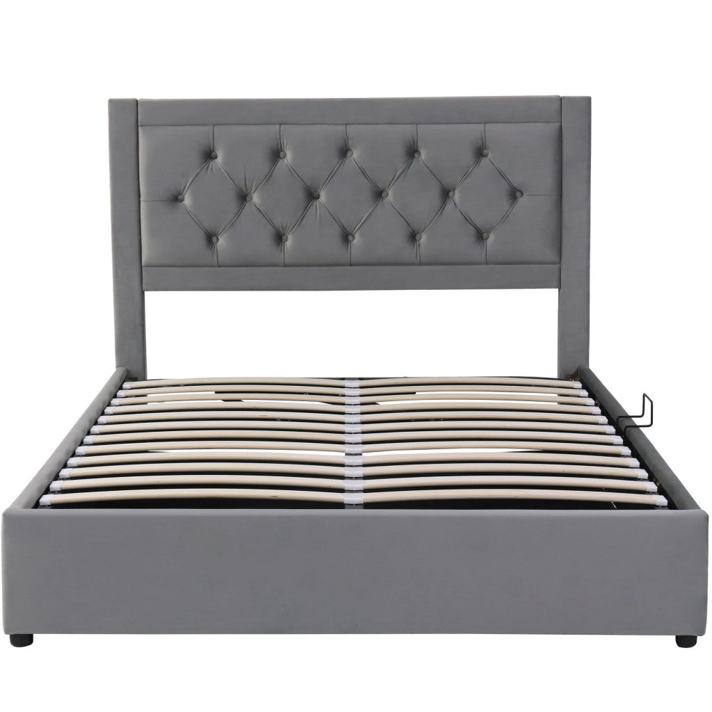 Letti contenitori 140x200 cm con contenitore; struttura in acciaio; grigio (Senza materasso)