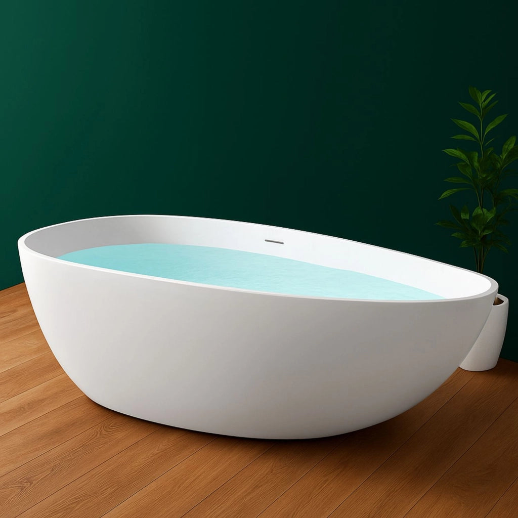 Vasca da bagno free standing lisa artificial stone bianco opaco matt *** misure l170x86x54 cm, confezione 1