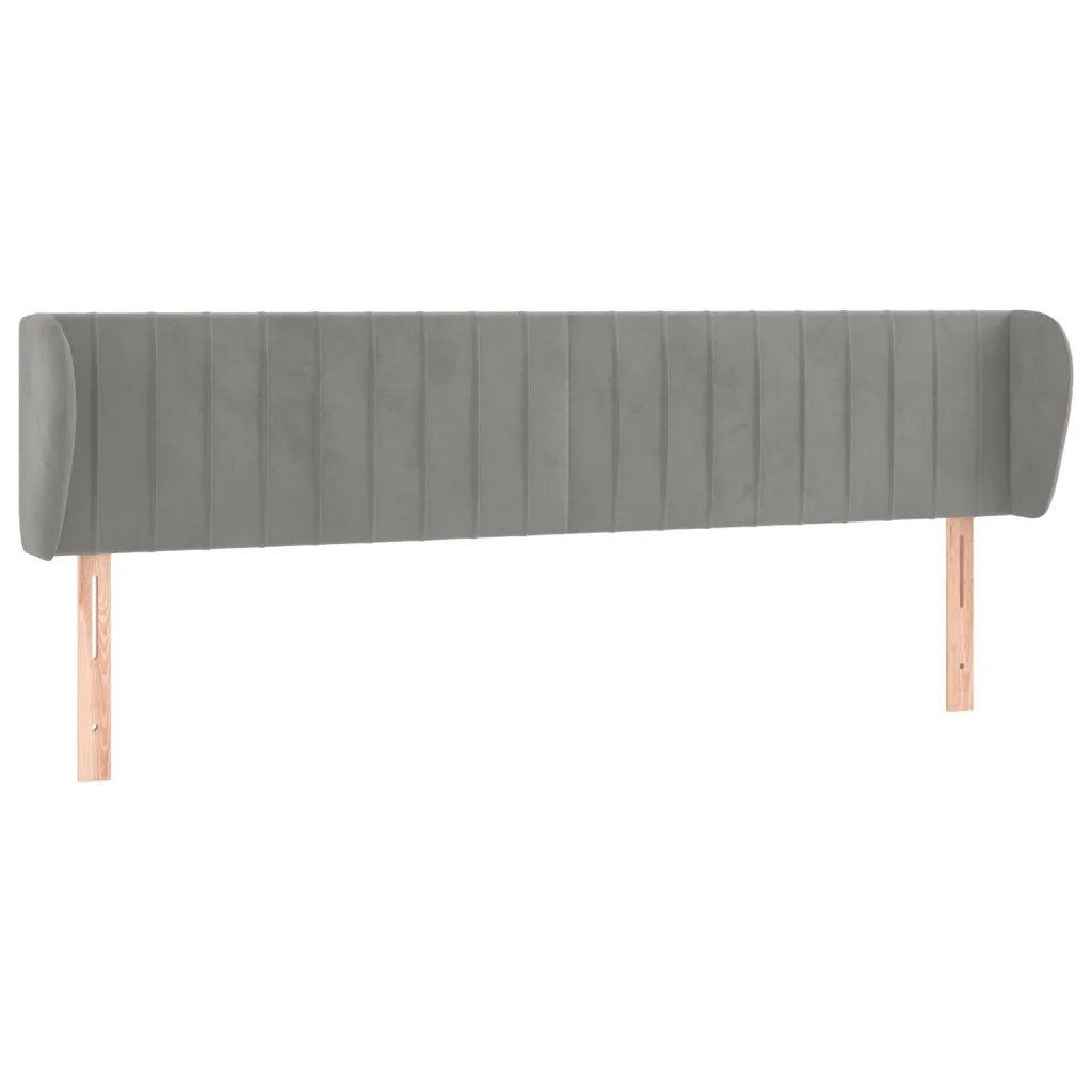 Testiera | Testata ad Orecchio Grigio Chiaro 163x23x78/88 cm in Velluto