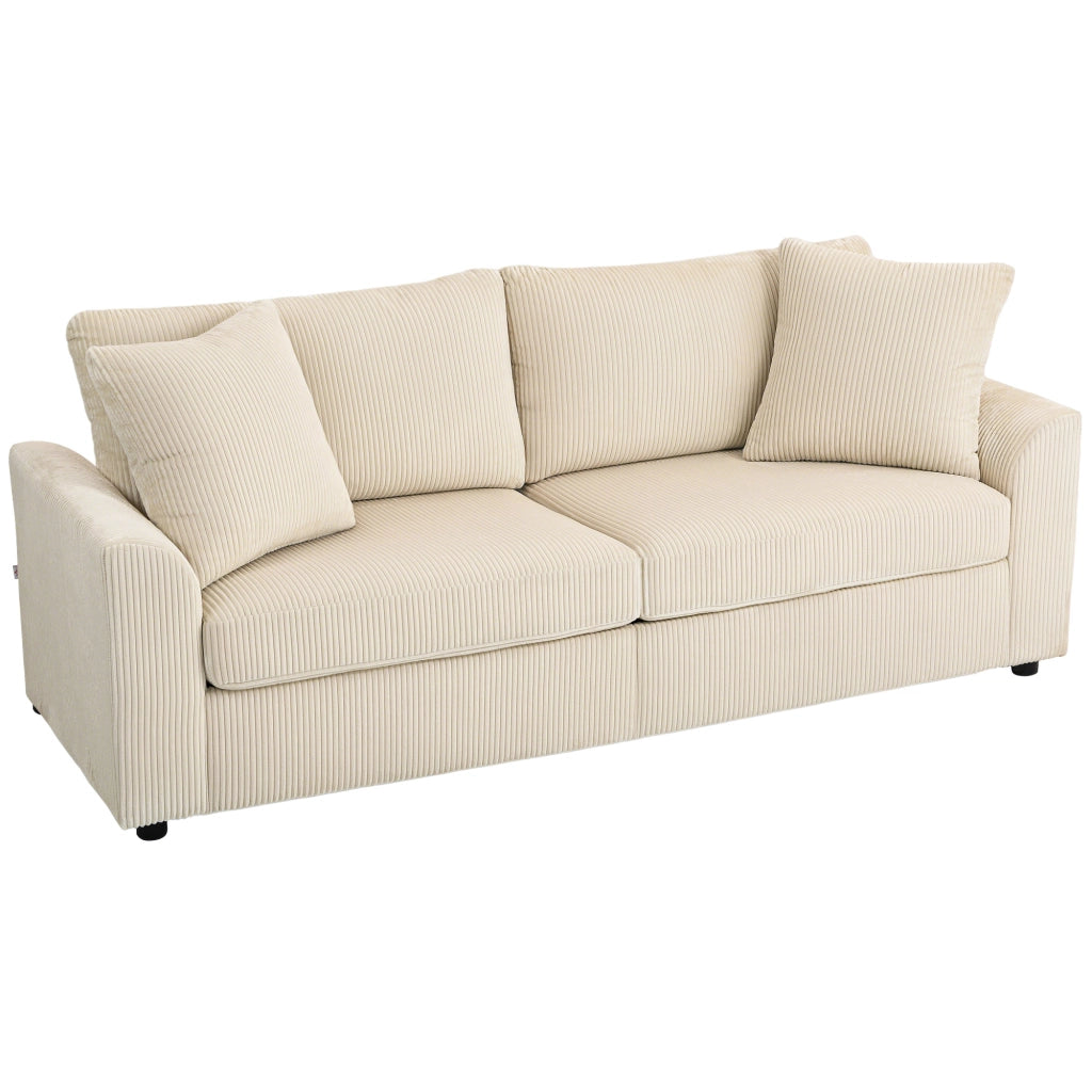 Divano 3 posti tessuto crema con cuscini decorativi ¨C Zephmum ¨C 212 cm