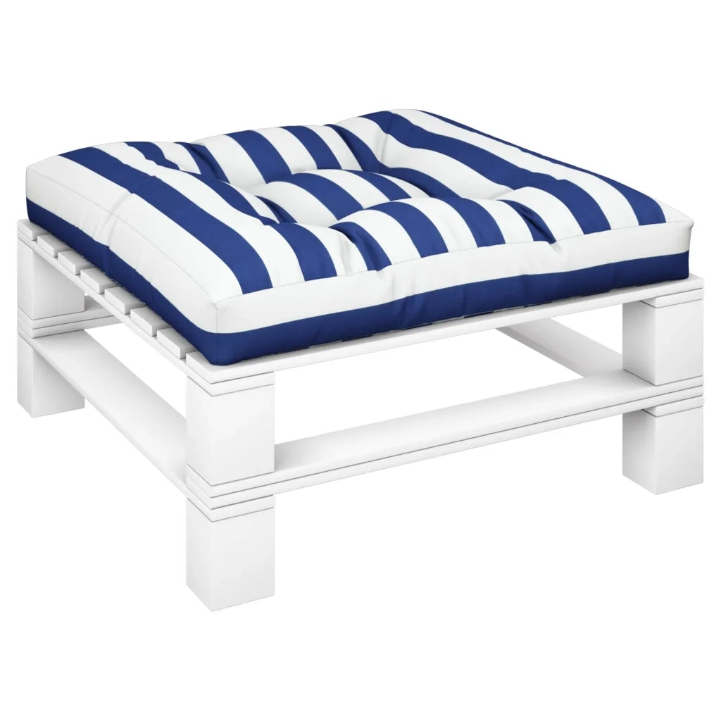 Cuscino per Pallet Strisce Bianche e Blu 70x70x12 cm in Tessuto 360484