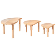 Set di 3 Tavolini in Rattan Naturale Tavolini Impilabili per Interni ed Esterni