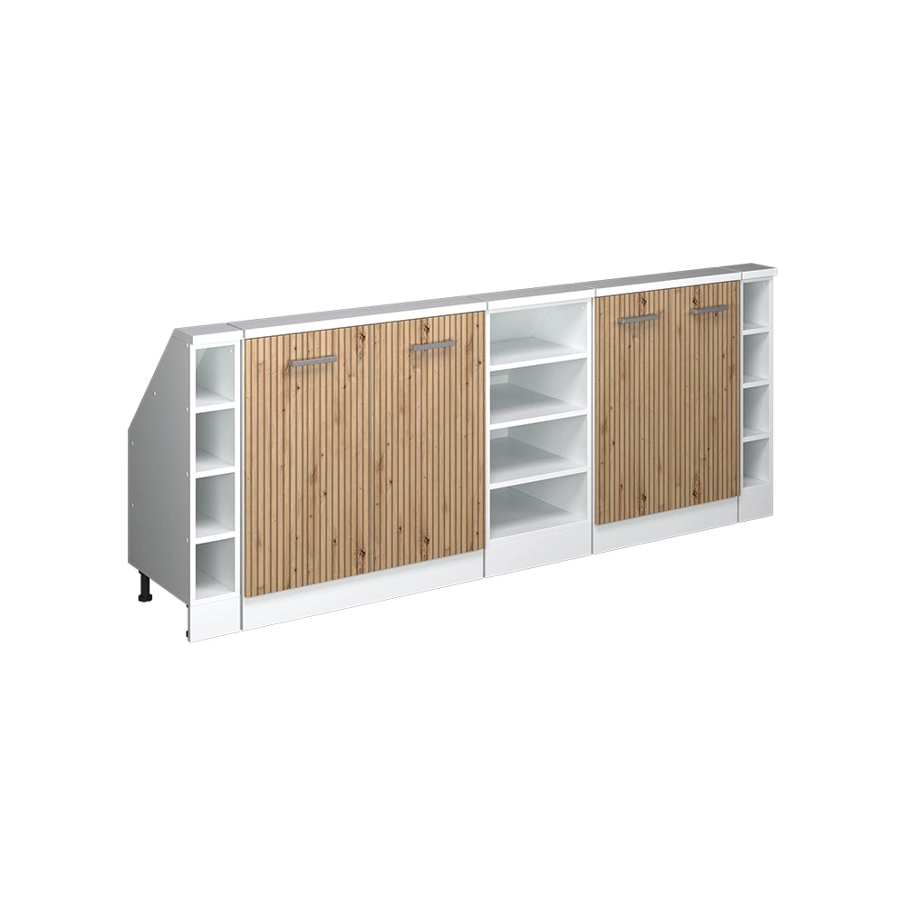 Vicco Mobile cucina sottotetto Rovere artigianale/bianco 210 cm Set di 5