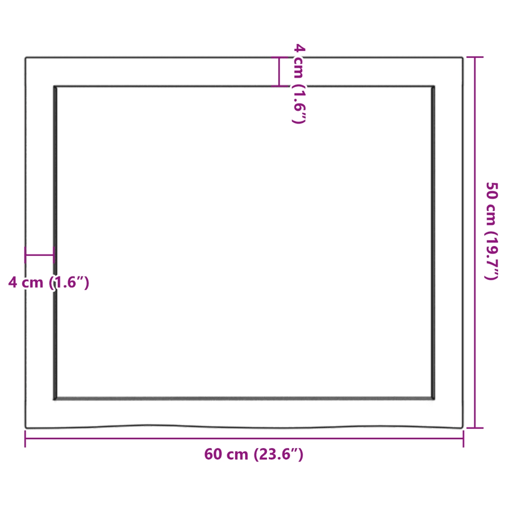 Ripiano a Parete 60x50x(2-6) cm Massello Rovere Non Trattato 363532