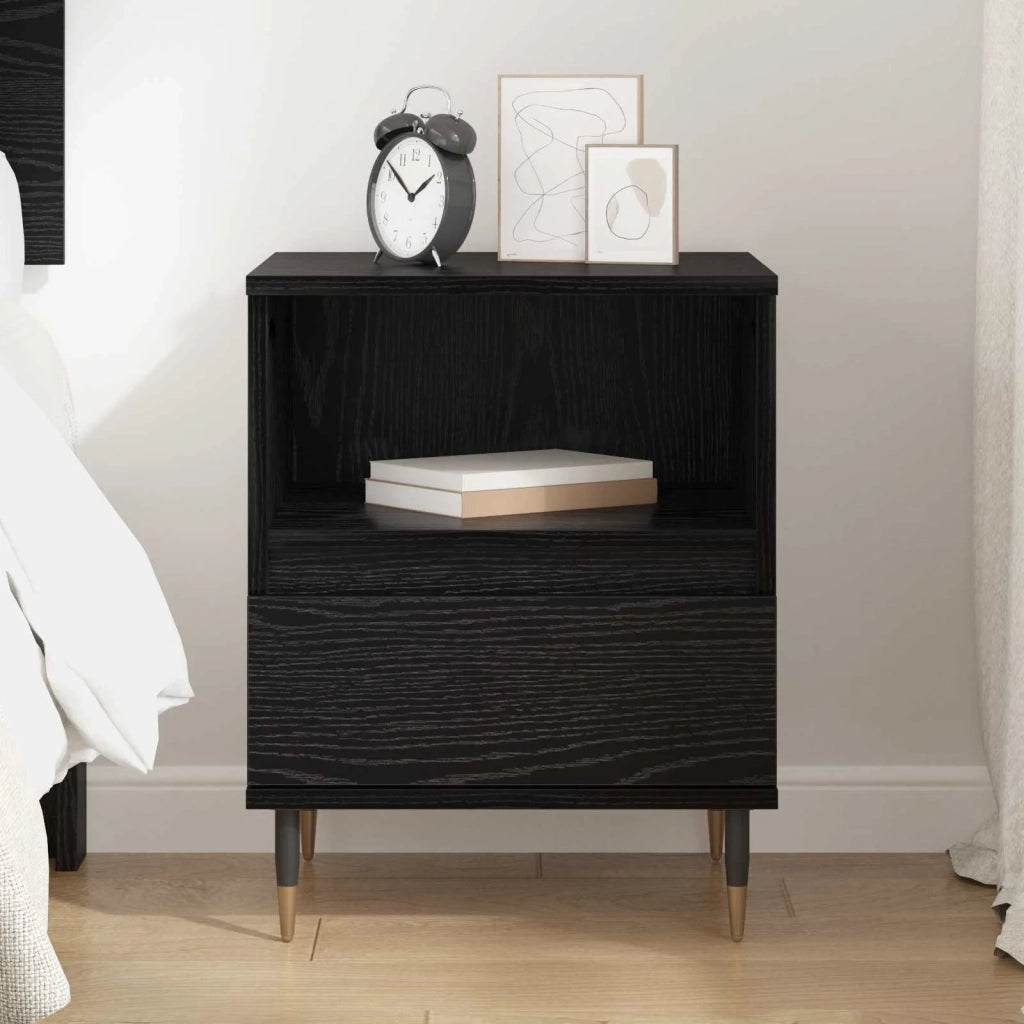 Armadio da Notte Rovere Nero 40 x 35 x 50 cm Legno multistrato 882653