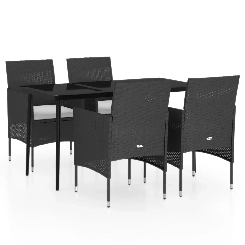 Set da Pranzo da Giardino 5 pz | Set Salotto da Giardino con Cuscini Nero