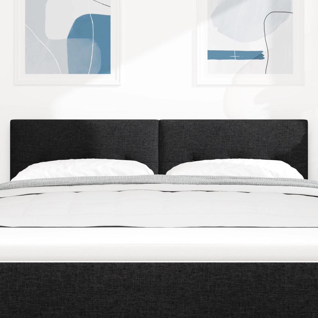 Testiera LED Imbottita con Bottoni Nera 80 cm Tessuto