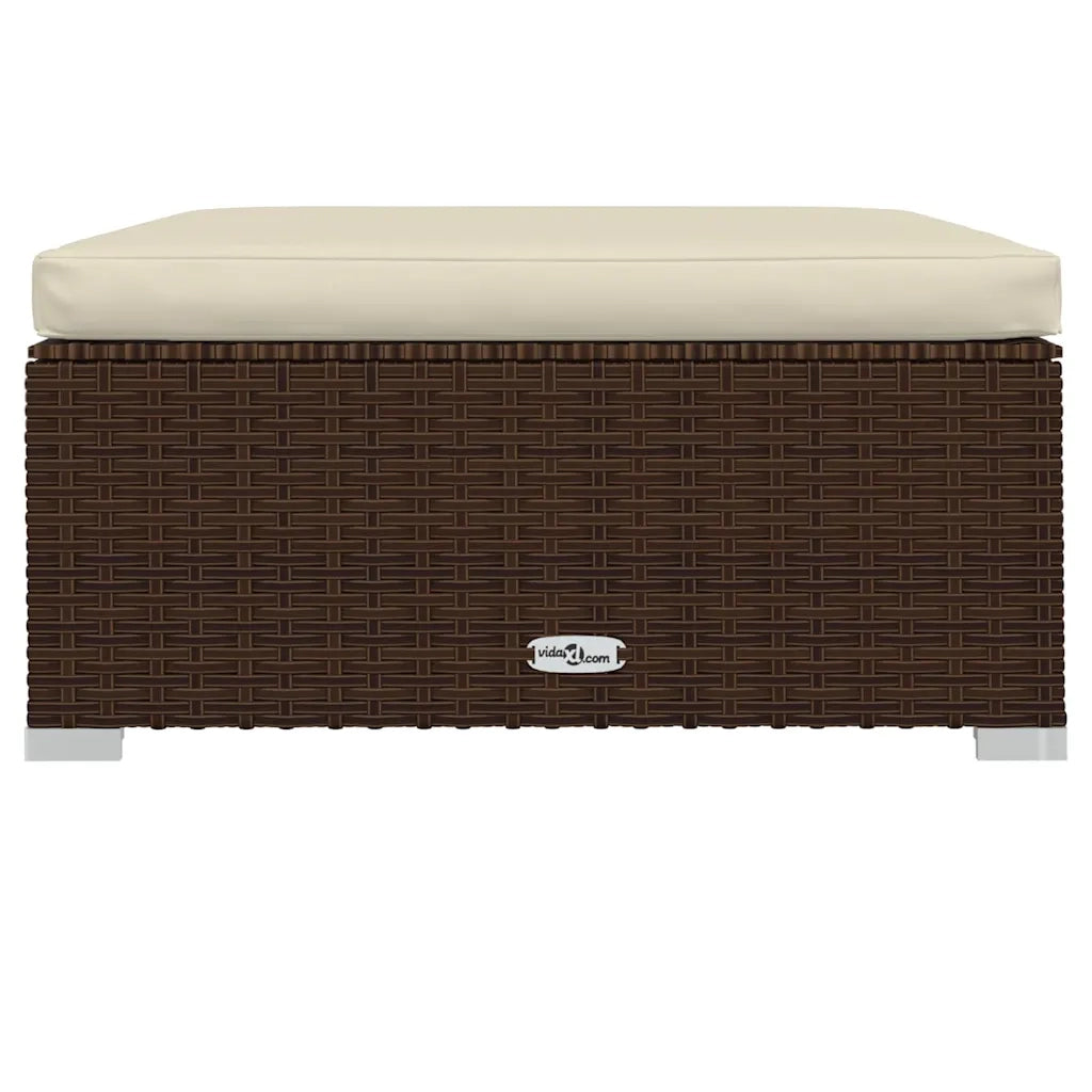 Sedia da giardino-Poggiapiedi da Giardino Cuscino Marrone 70x70x30 cm Polyrattan