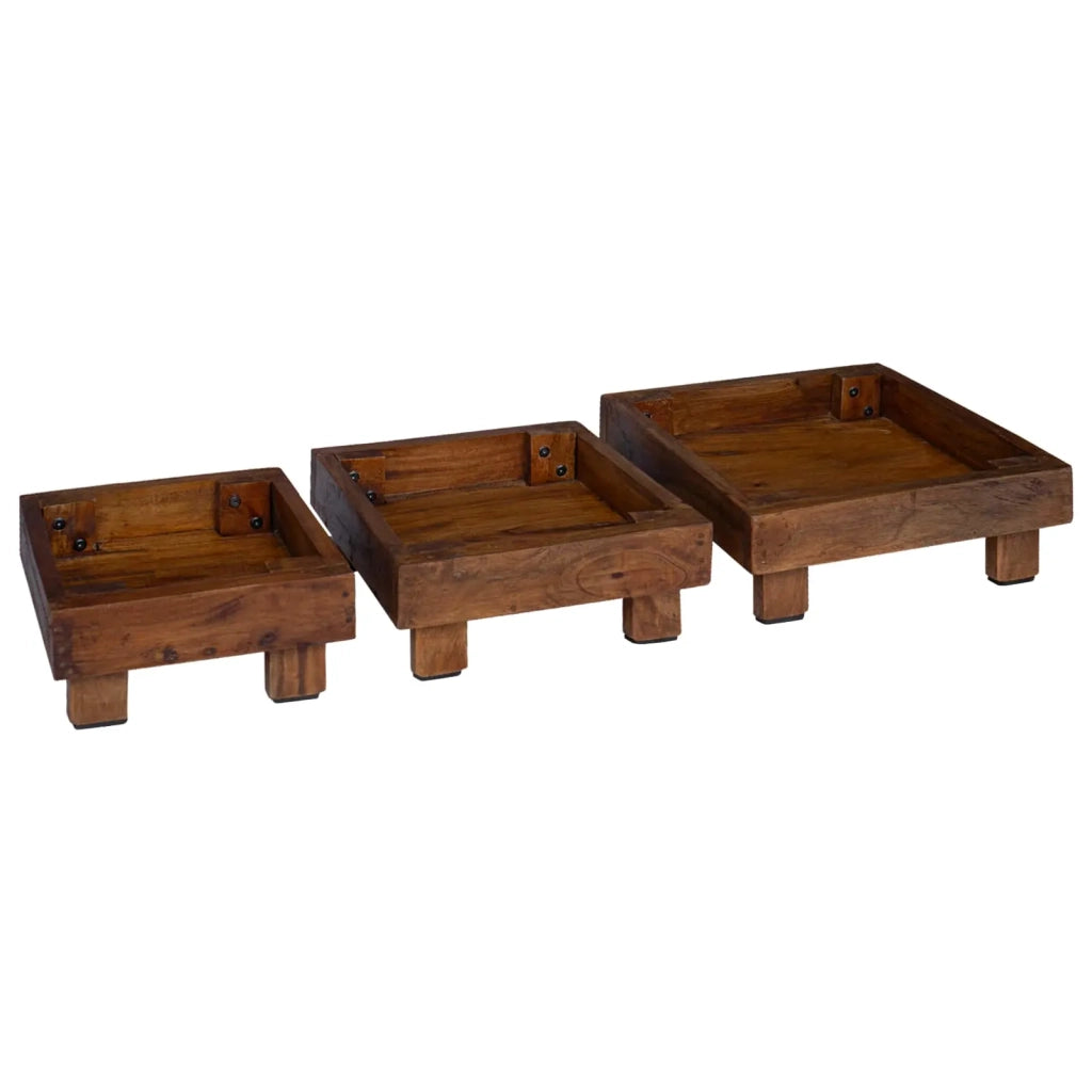 Supporto per piante | Sostegno per piante 3 pz Marrone Legno di Mogano