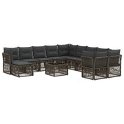 Set Divano da Giardino 12 pcs Grigio polyrattan