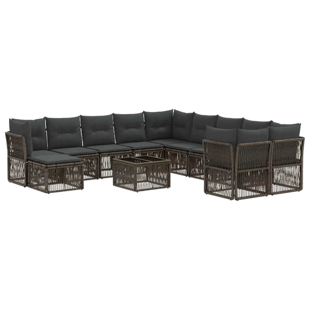 Set Divano da Giardino 12 pcs Grigio polyrattan