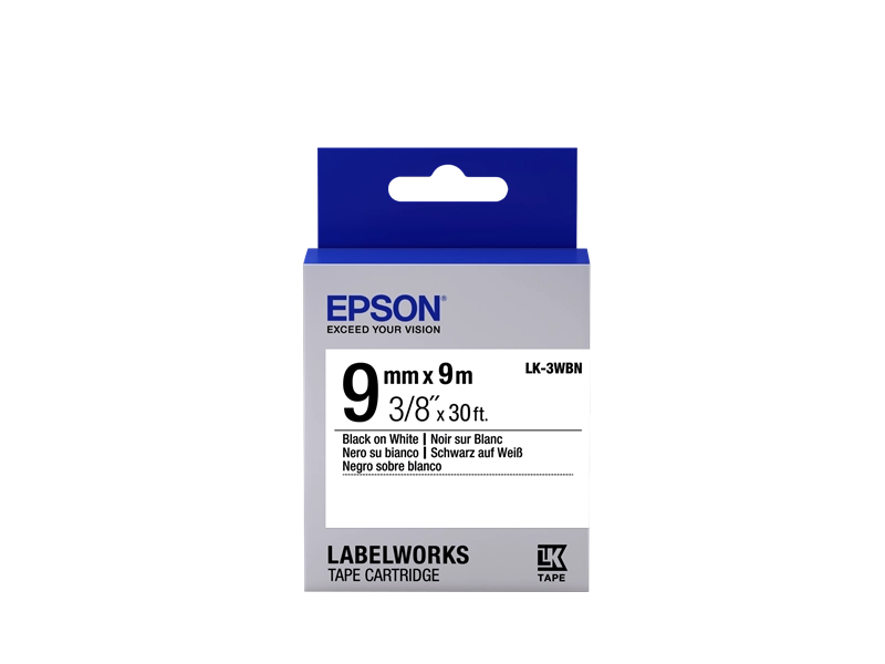 Epson Nastro fondo Standard Bianco per testo Nero 9/9 LK-3WBN