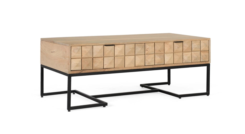 Tavolino da caffè in legno di mango intagliato a mano 120 cm