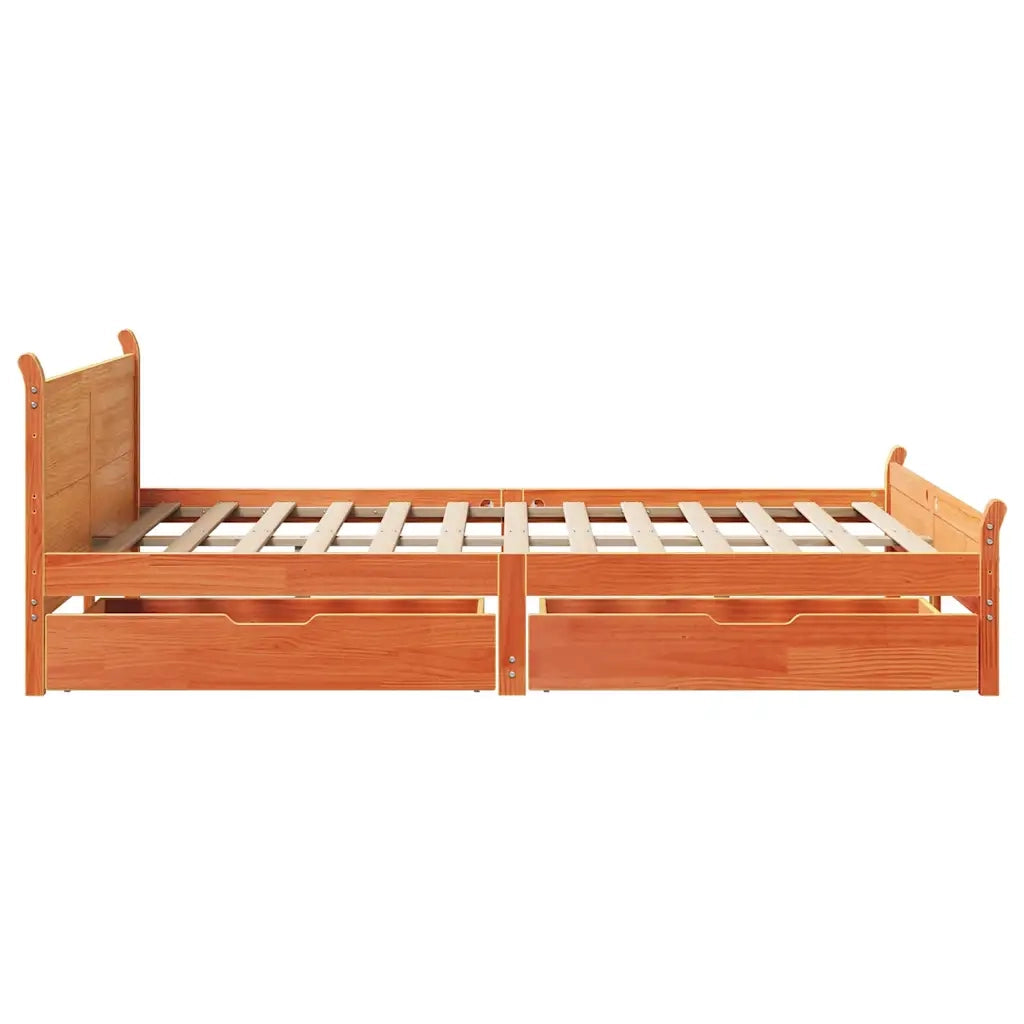 Letto senza Materasso Marrone Cera 150x200 cm in Legno di Pino 3309769