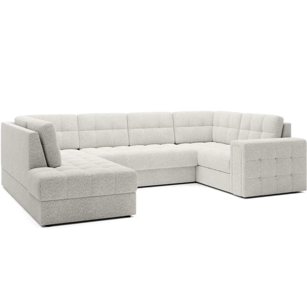Divano angolare convertibile MONTEZA bianco sinistro 299 cm con contenitore e letto
