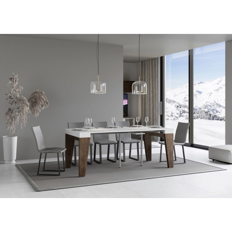 Consolle allungabile 90x40/300 cm Naxy Mix piano Bianco Frassino - Bianco Frassino/Noce