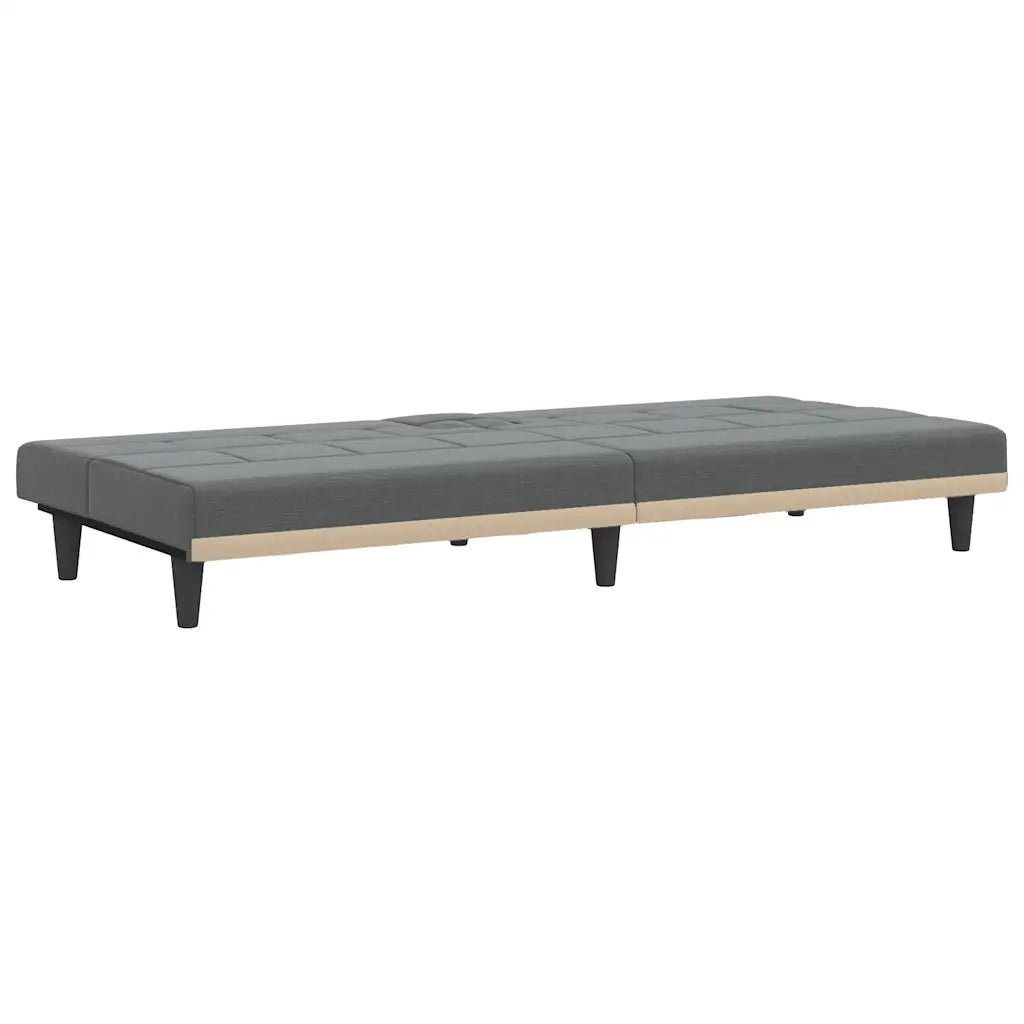 Divano Letto con Portabicchieri in Tessuto Grigio Scuro 351864