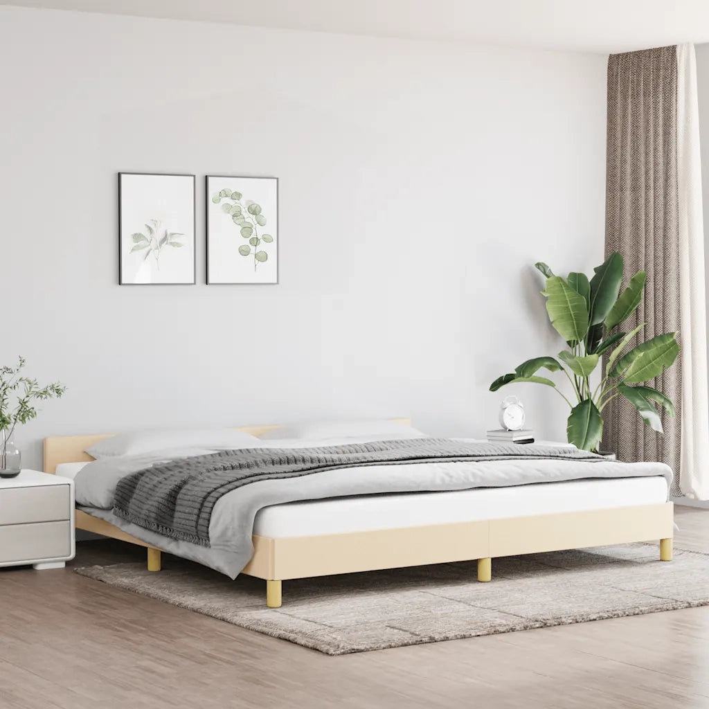 Giroletto senza Materasso-Struttura Letto Crema 200x200 cm in Tessuto 328199