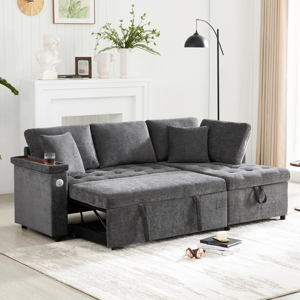 DIVANO ANGOLARE DESTRA 209x130x84 cm Grigio Scuro in Chenille