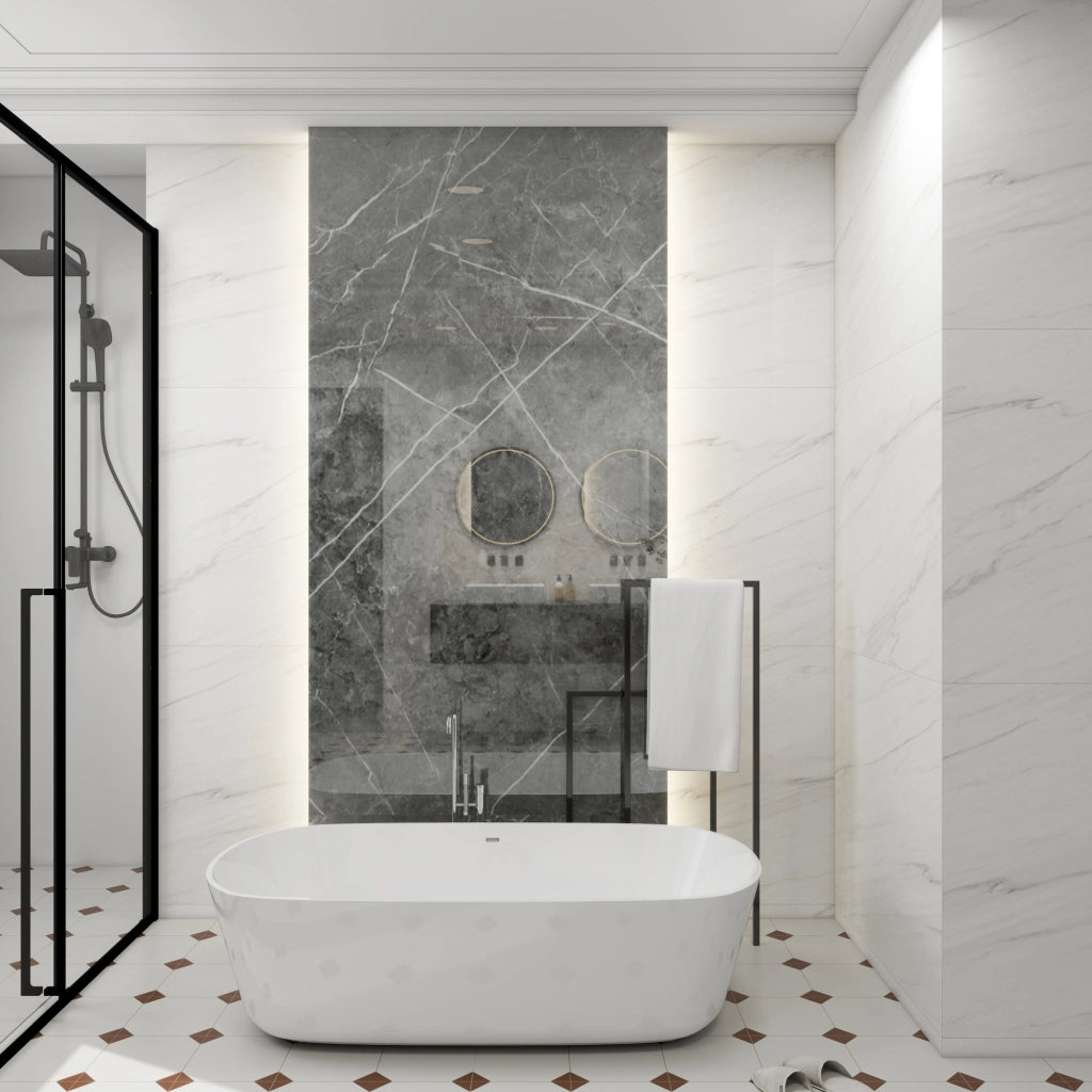 Set Bladel di 16 Pannelli Decorativi in PVC per Parete - Effetto Marmo Grey Diamond [neu.haus]
