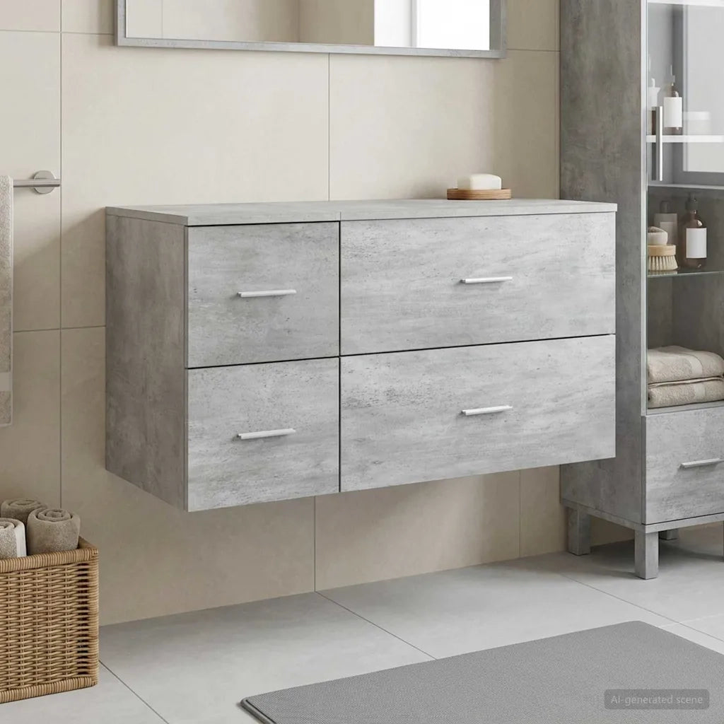 Set di mobili per il bagno 2 pz Grigio Cemento 3404019