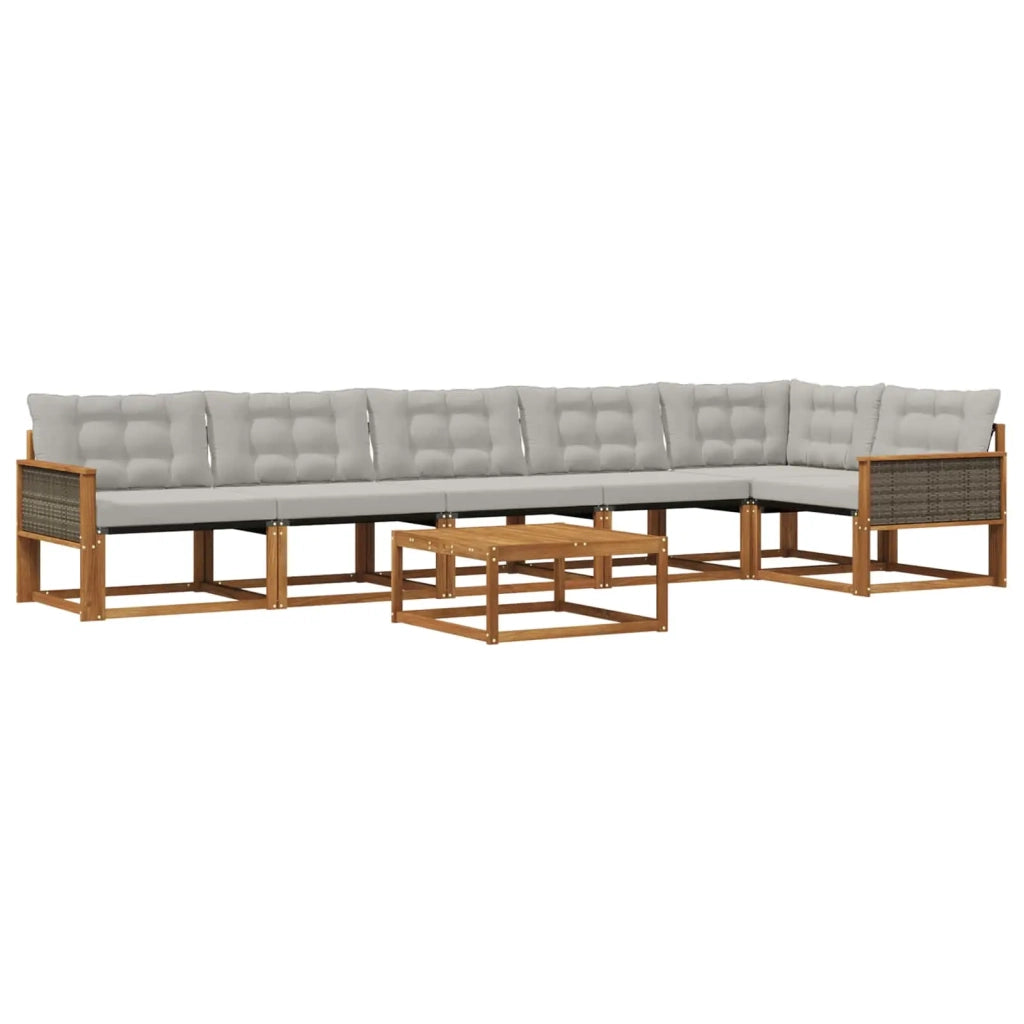 Set di divani da esterno 7 pcs Naturale e Grigio Chiaro 3381467