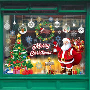 Sticker per finestra grande - Babbo Natale albero di Natale - fiocco di neve scatola di regalo riutilizzabile doppia faccia sticker per finestra per decorazione natalizia (rosso e verde)