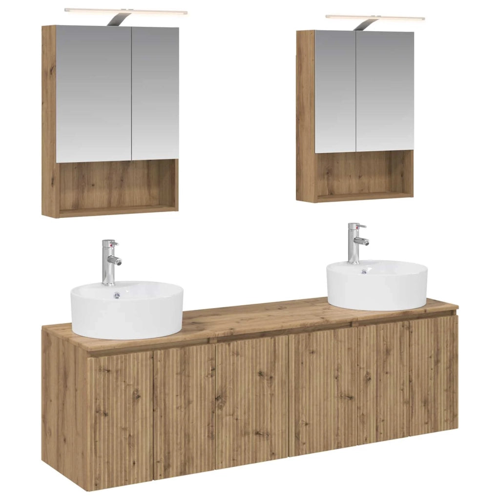 Set di Armadi da Bagno 5 pcs Rovere Artigianale 3406446