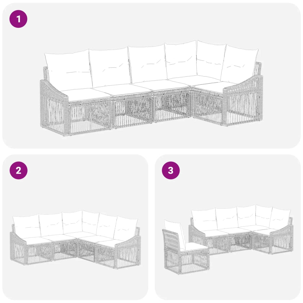 Set Divano da Giardino 5 pcs Grigio polyrattan 3436004