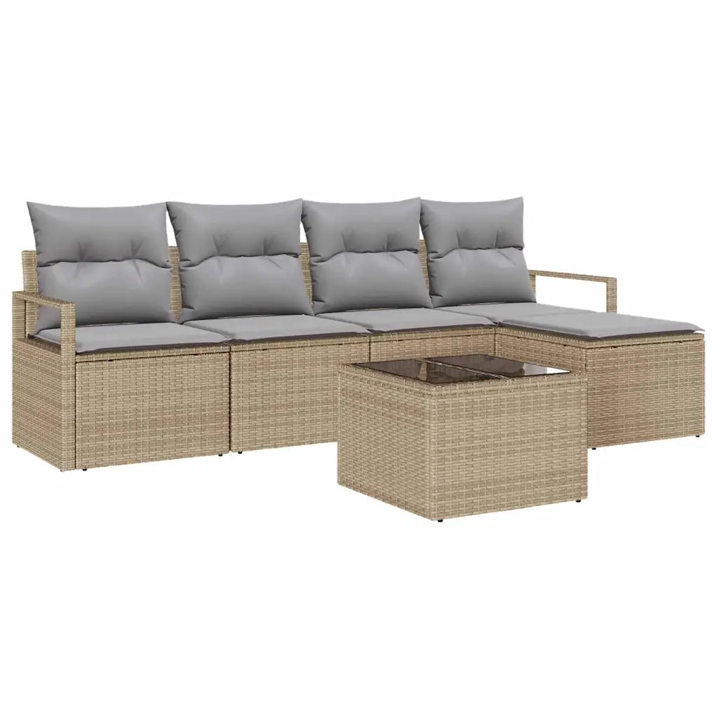 Set di divani con cuscino 6 pcs Beige polyrattan 3346350
