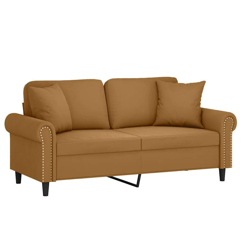 Divano a 2 Posti con Cuscini-Sofa 2 Posti con Cuscini Marrone 140 cm in Velluto