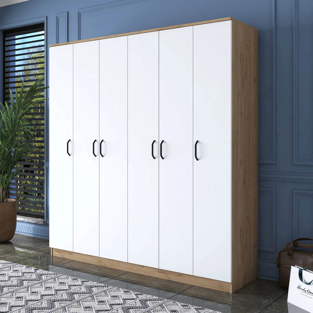 Armadio Camera da Letto Postua, Guardaroba Grande Appendiabiti, 180x191h cm Bianco