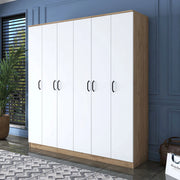 Armadio Camera da Letto Postua, Guardaroba Grande Appendiabiti, 180x191h cm Bianco