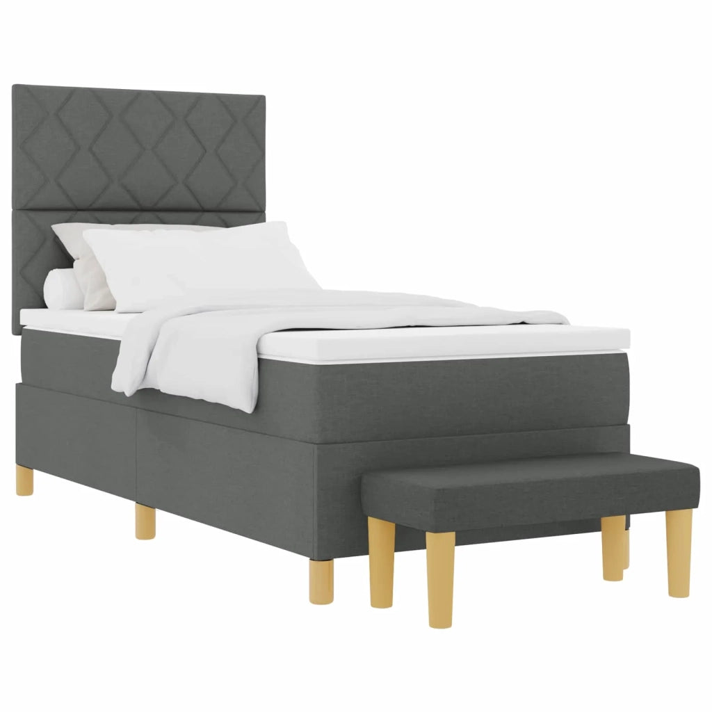 Letto a molle con cuscino Grigio scuro 190 x 90 cm Tessuto 3344339
