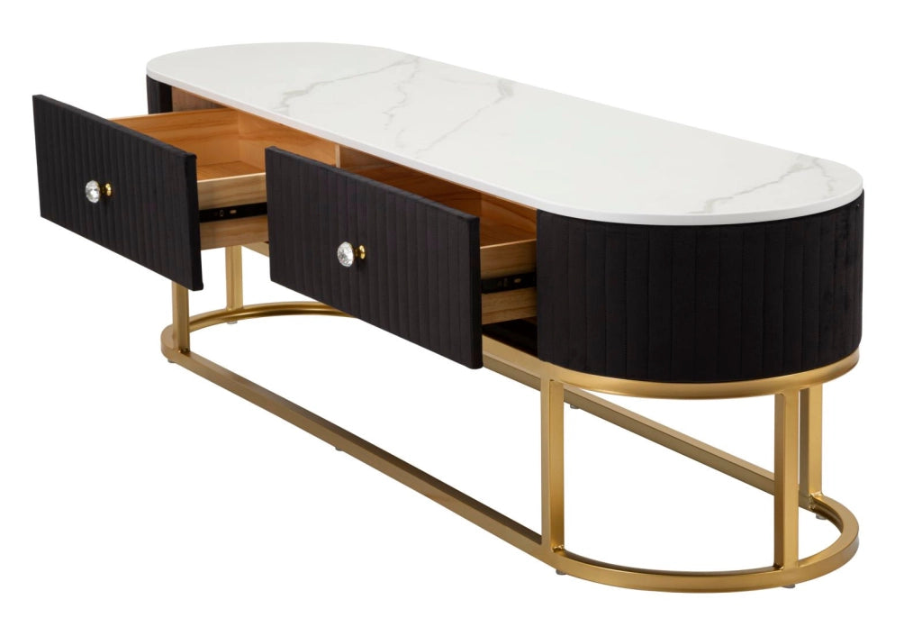 Mobile Tv Montpellier Nero 150x42x45 cm in Ferro Legno