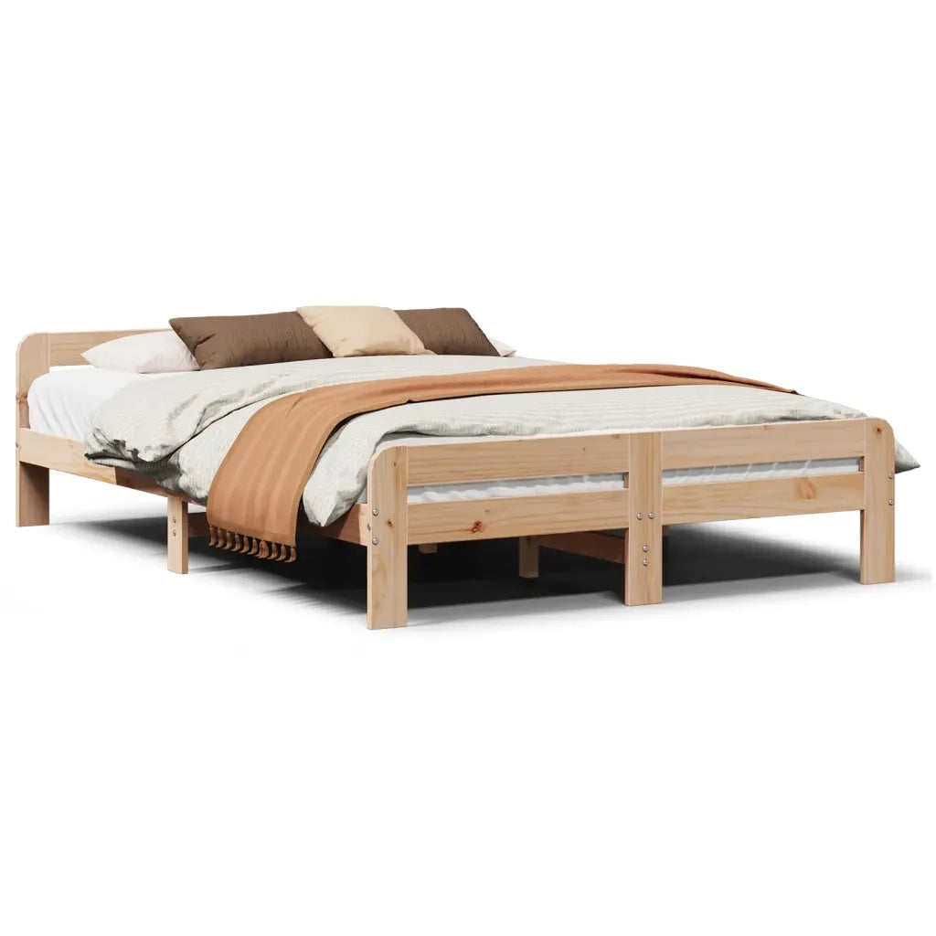 Letto senza Materasso-Struttura Letto 150x200 cm in Legno Massello di Pino 488952