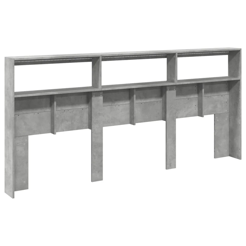Testiera con Contenitore a LED Grigio Cemento 220x17x102 cm